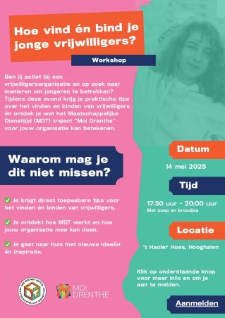 Flyer workshop vinden en binden jonge vrijwilligers